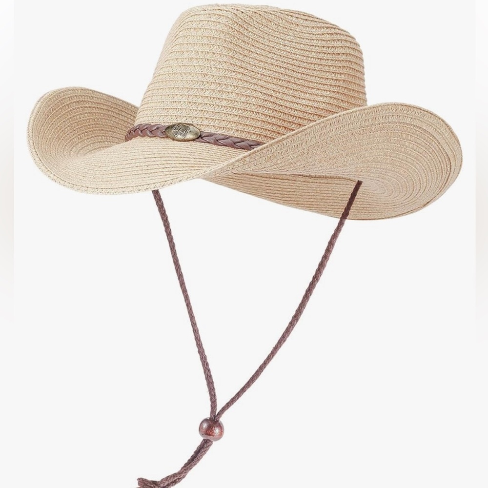 Straw Cowboy Hat Western Beach Wide Brim Fedora Cowgirl Hats Summer Panama